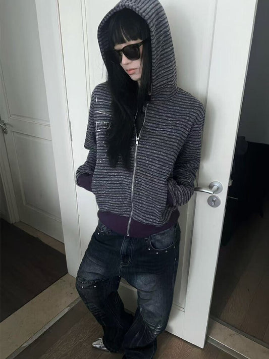 Skull Stud Snowflake Knit Cardigan【s0000019269】