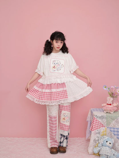 Embroidered Ribbon Lace T-Shirt【s0000012016】