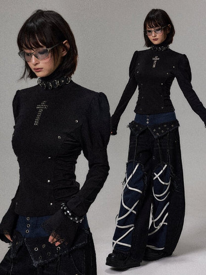 Punk Dark Cross Slim Knit Layer【s0000018493】