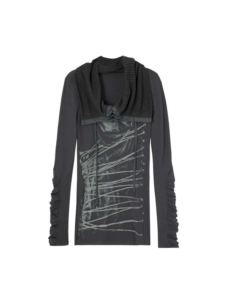 Original Shoulder Knit Stacked Collar Top【s0000014712】