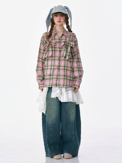 Loose Plaid Shirt Jacket【s0000012218】