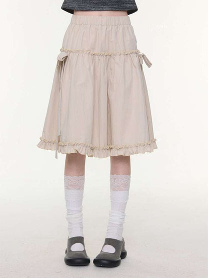 Retro Khaki A-Line Slimming Skirt【s0000015425】