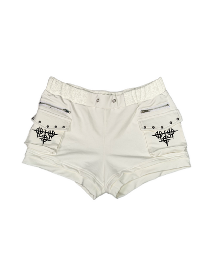 Studded Zipper Hip Hugging Shorts【s0000018310】