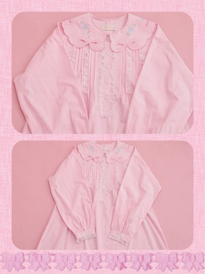 Round Neck Embroidered Pink Lace Dress【s0000013494】