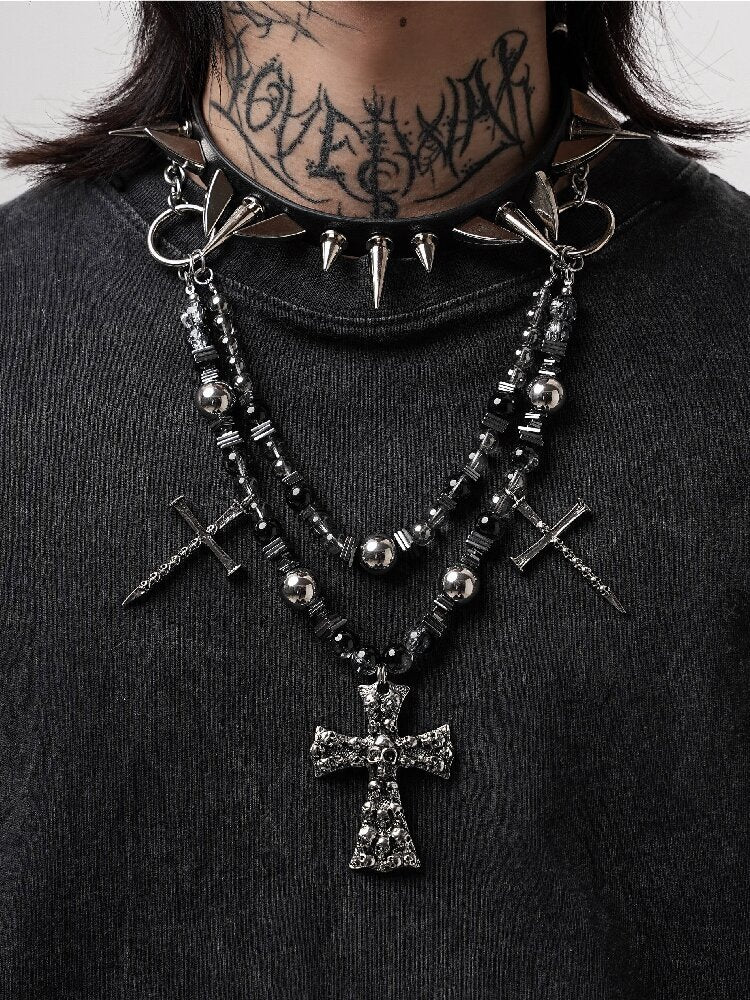 Skull Ruins Y2K Punk Heavy Necklace【s0000018970】