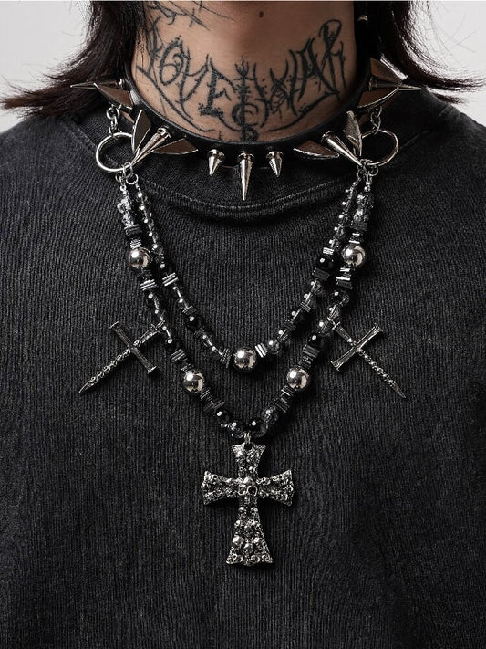 Skull Ruins Y2K Punk Heavy Necklace【s0000018970】