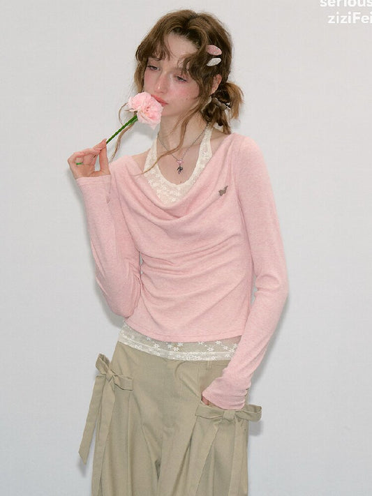 Soft Swept Neck Halter Knit Sweater【s0000017883】