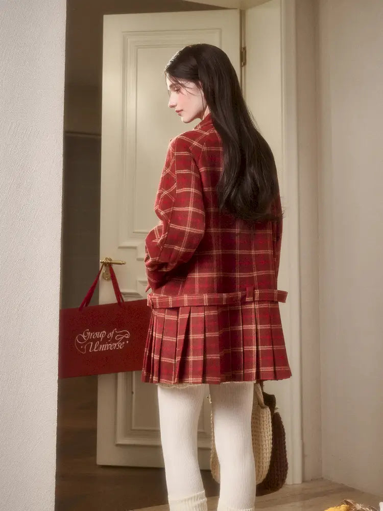 Red Check Coat Dress【s0000014328】