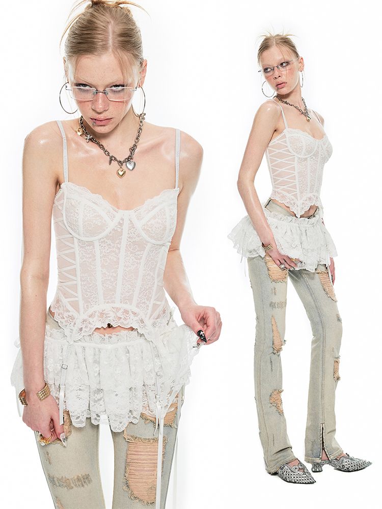 ROMANTIC SUMMER LACE FISHBONE CORSET [S0000009422]