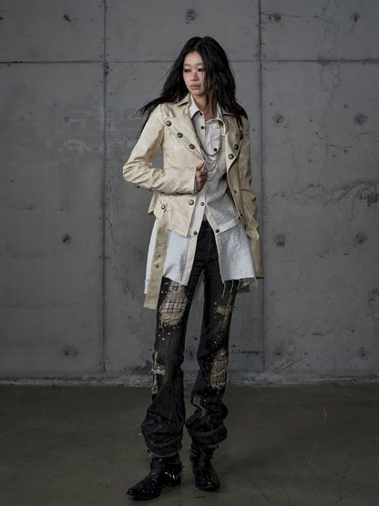 Slim-Fit Short Leather Jacket【s0000013945】
