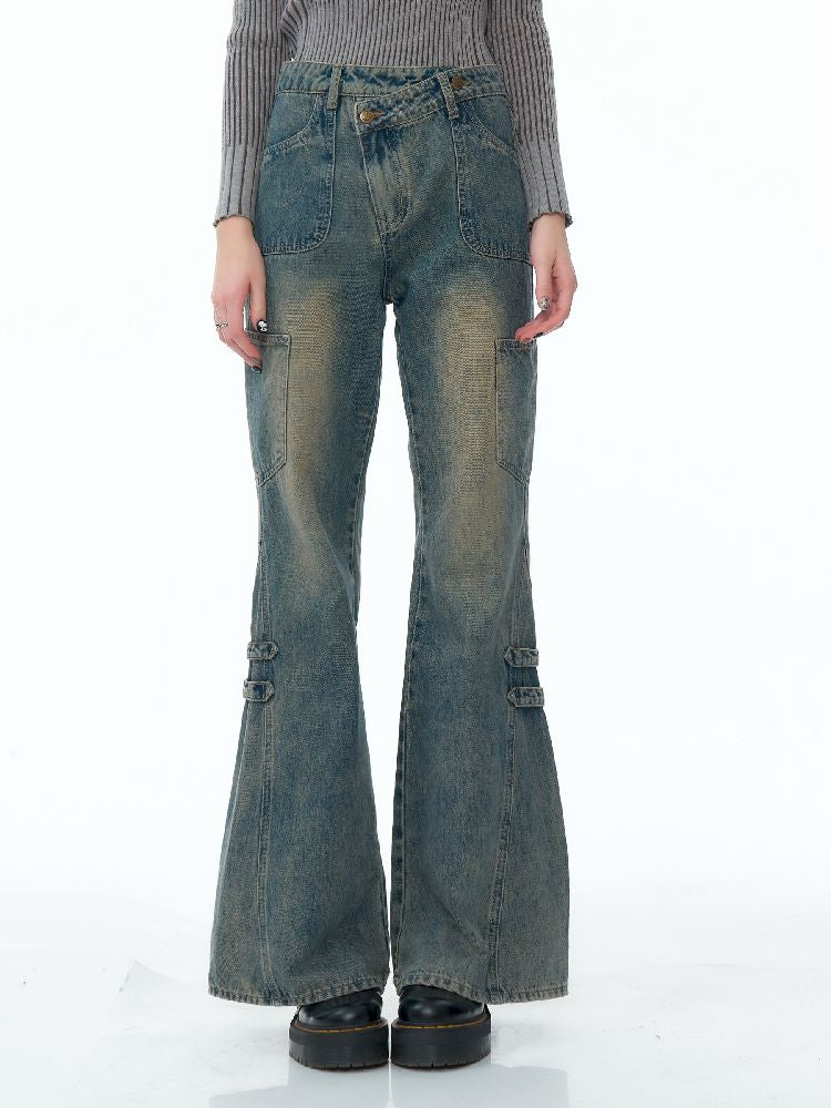 Straight Wide Leg Washed Jeans【s0000011489】