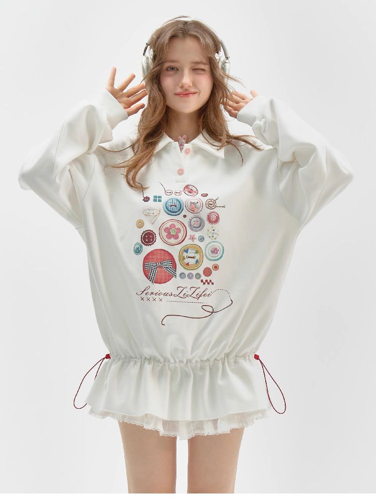 Polo Neck Waisted Sweatshirt Dress【s0000011516】