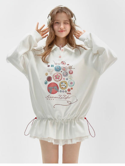 Polo Neck Waisted Sweatshirt Dress【s0000011516】