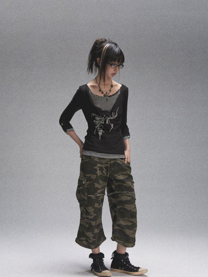 Loose Casual Low Waist Camouflage Denim【s0000007902】