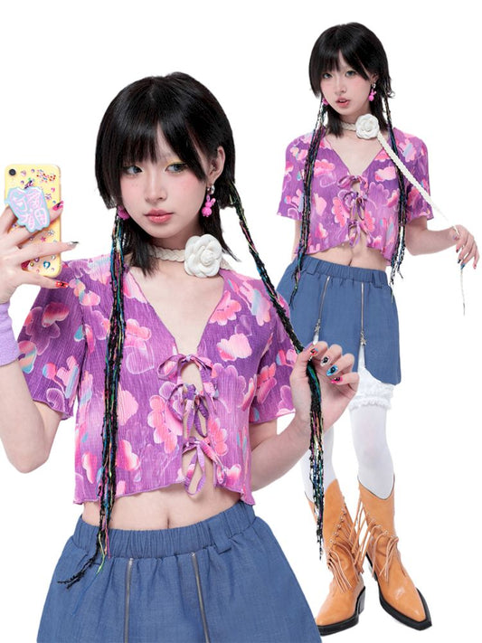 Ishan d ゔ akachion rufed chie d short seye karjigan [S0000006577]