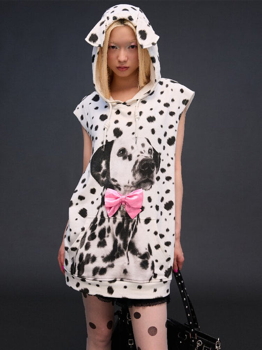 Dalmatian Print Sweatshirt Vest【s0000017293】