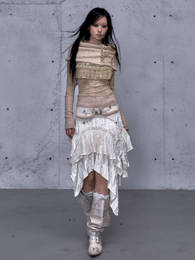 Vintage Lace Irregular Velvet Skirt【s0000014930】