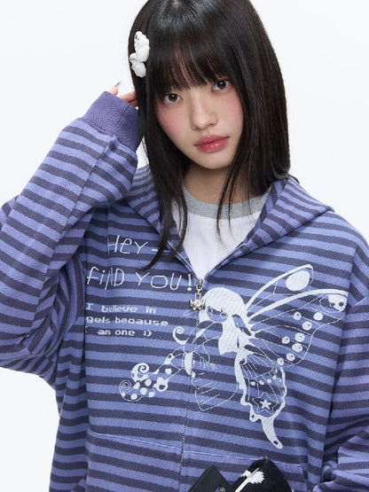 Vintage Striped Hooded Sweatshirt【s0000016380】