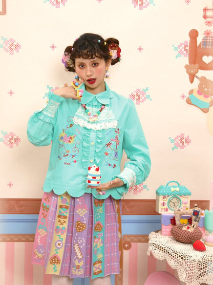 Petal Collar Embroidery Shirt In【s0000015573】