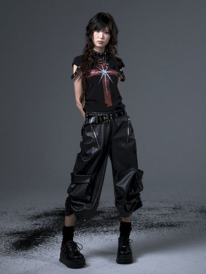 Punk Positive Shoulder Short Sleeve t-shirt【s0000012343】