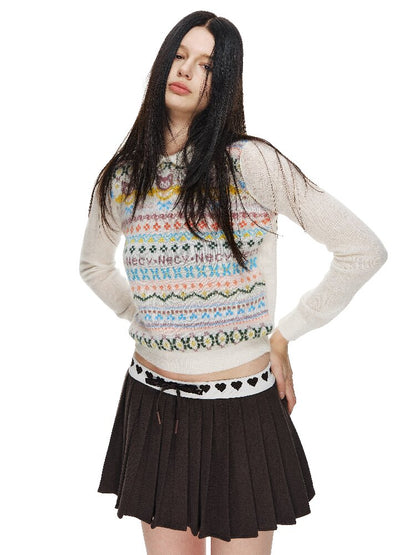 Love Waist Pleated A-Line Skirt【s0000015855】