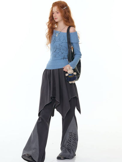 Off-the-Shoulder Long Sleeve T-Shirt【s0000014359】