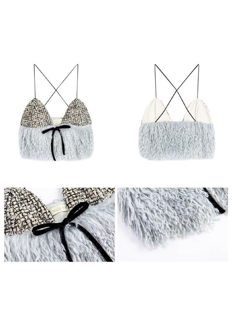 Faux Lamb's Wool Camisole Top + Half Skirt Set【s0000005300】