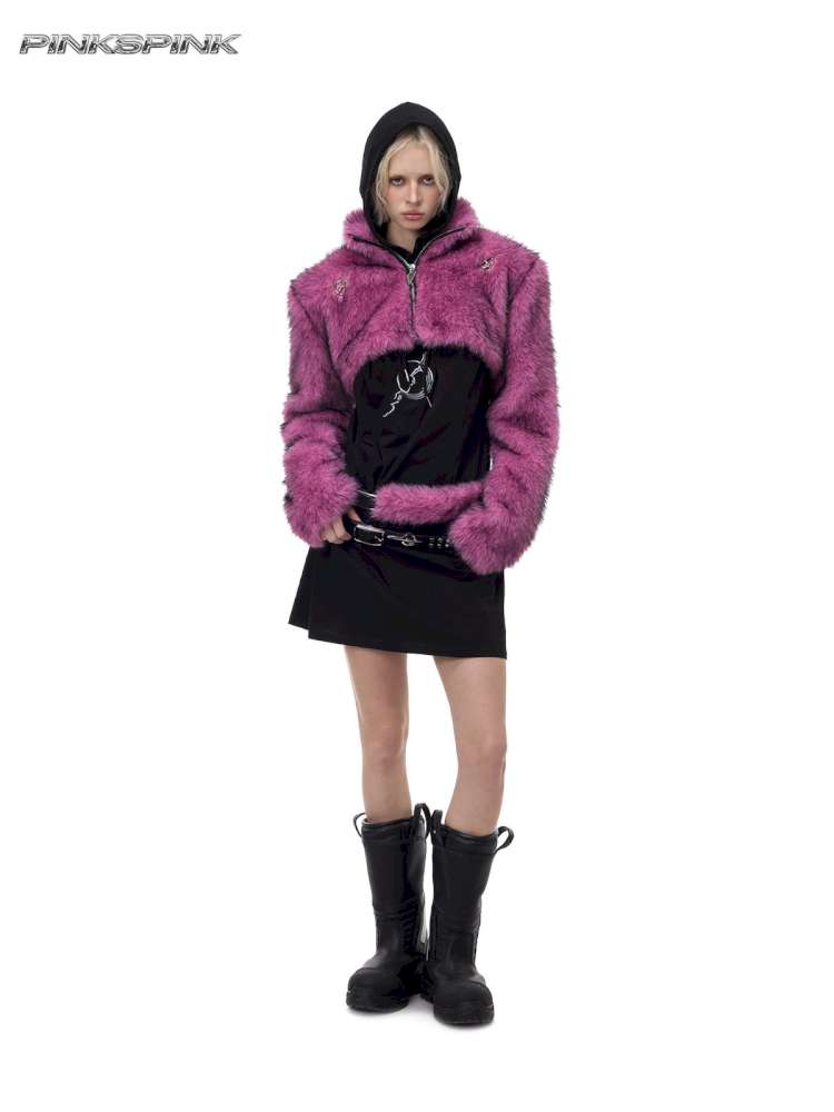 Gradient Fur Short Turtleneck Jacket【s0000015116】