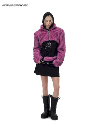 Gradient Fur Short Turtleneck Jacket【s0000015116】