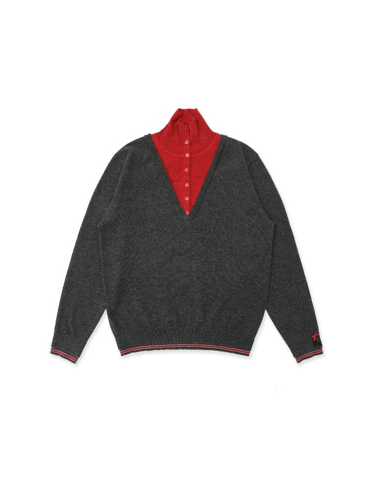 Contrast Striped V Neck Sweater【s0000016075】