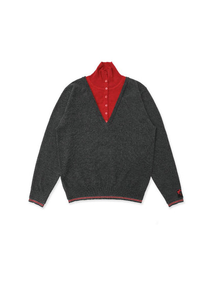 Contrast Striped V Neck Sweater【s0000016075】