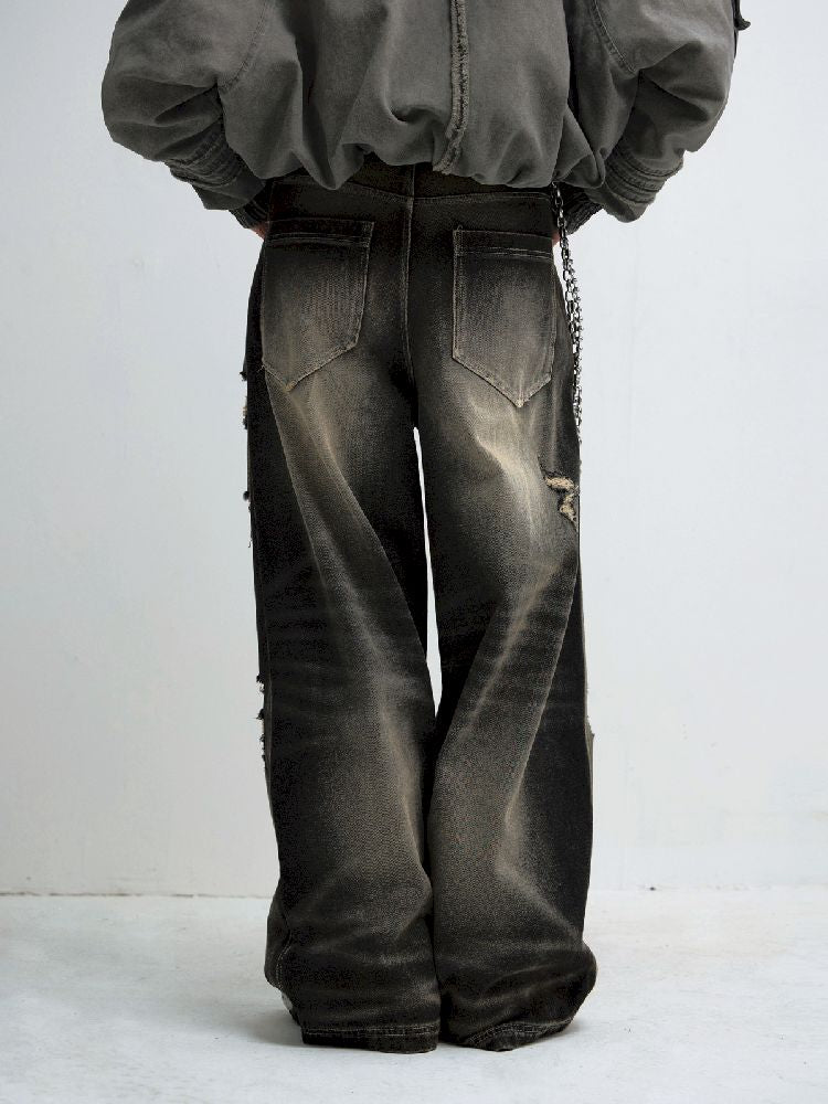 Hole Breaking Wide Leg Jeans【s0000011365】