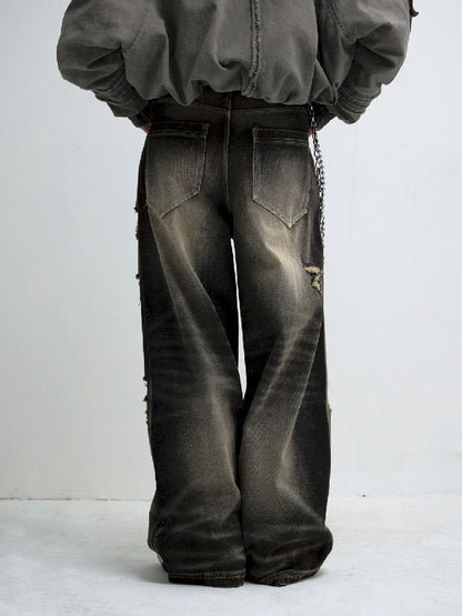 Hole Breaking Wide Leg Jeans【s0000011365】