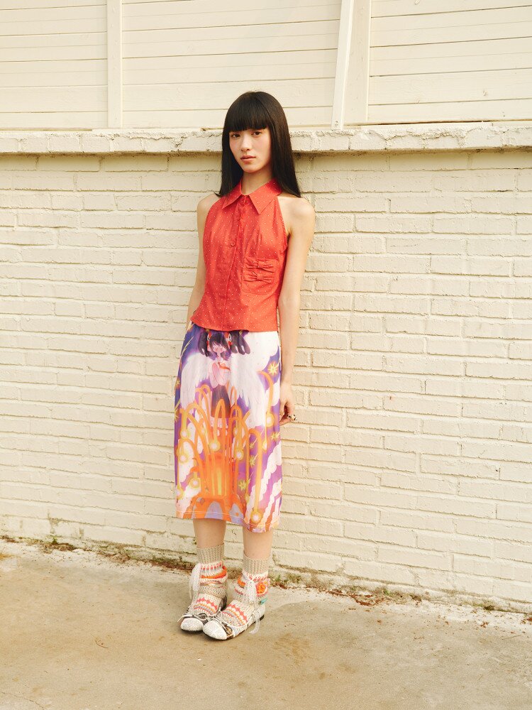 Star Volcano Mesh Pleated Skirt【s0000018697】