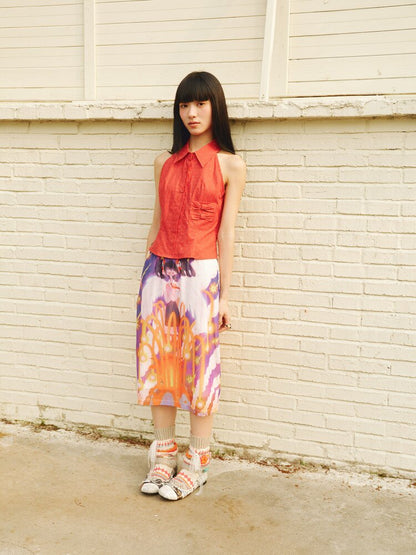 Star Volcano Mesh Pleated Skirt【s0000018697】