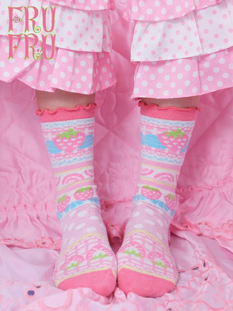 Strawberry Cake Print Summer Socks【s0000017757】