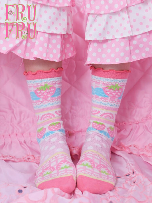 Strawberry Cake Print Summer Socks【s0000017757】