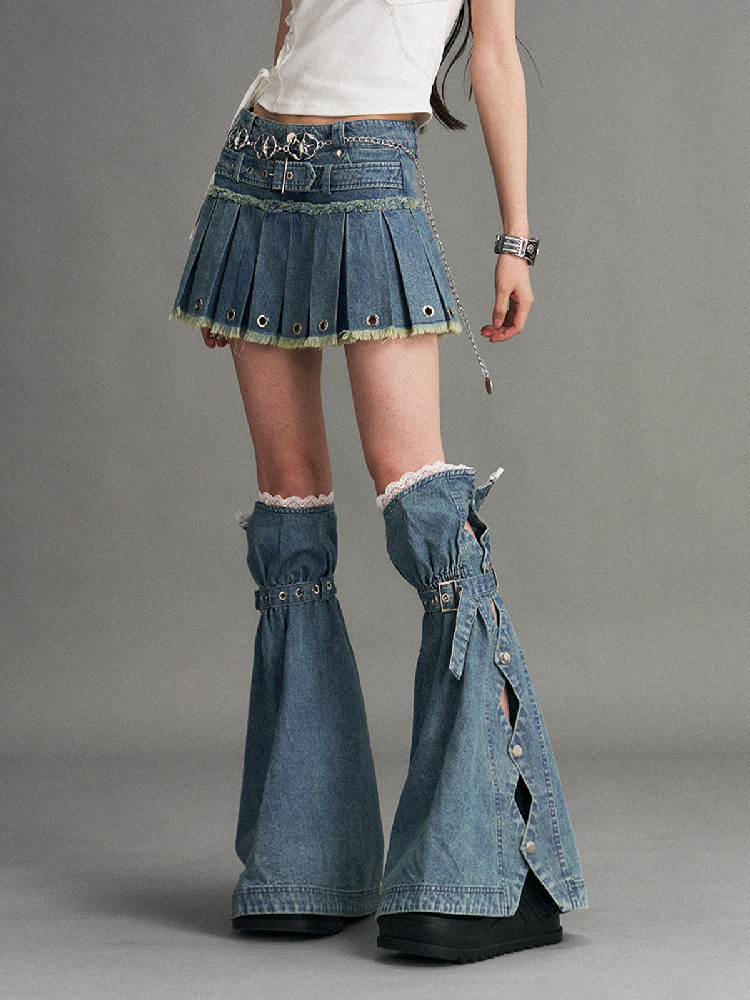 Lace Denim Strap Flared Leg Covers【s0000017774】