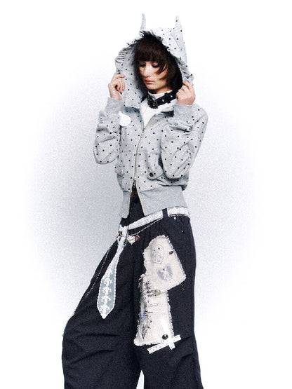 Light Asian Polka Dot Hooded Sweatshirt【s0000015972】