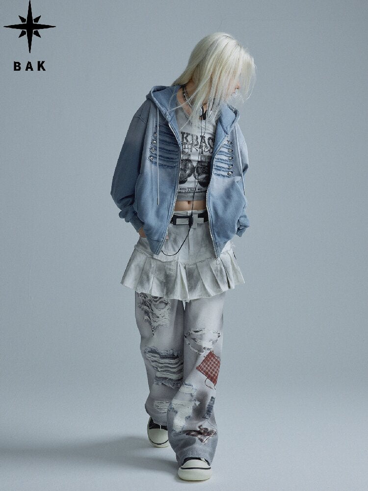 Destroyed Blue Napoleon Sweatshirt【s0000018553】