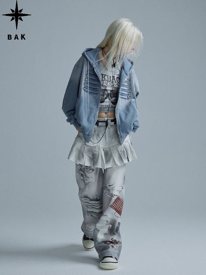 Destroyed Blue Napoleon Sweatshirt【s0000018553】