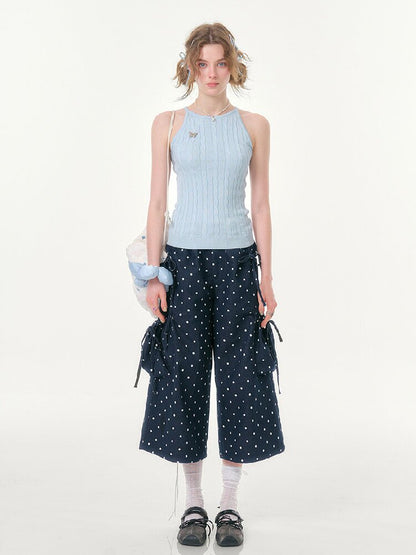 Dark Blue Polka Dot Casual Pants【s0000016603】