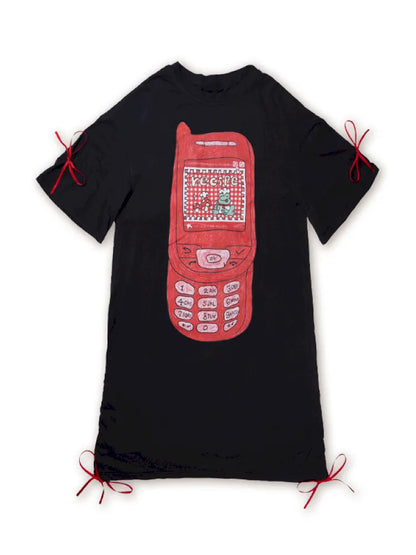 Original Pattern Drawstring Convertible T-Shirt Dress【s0000013932】