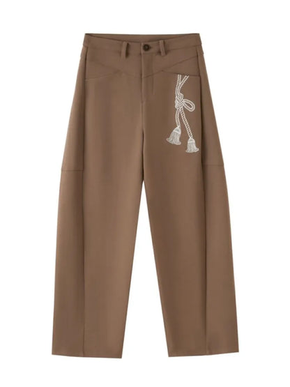 Loose-Knot Straight-Leg Wide-Leg Pants【s0000014046】