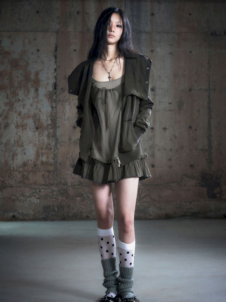 Real two pieces mesh splicing halter dress【s0000013893】