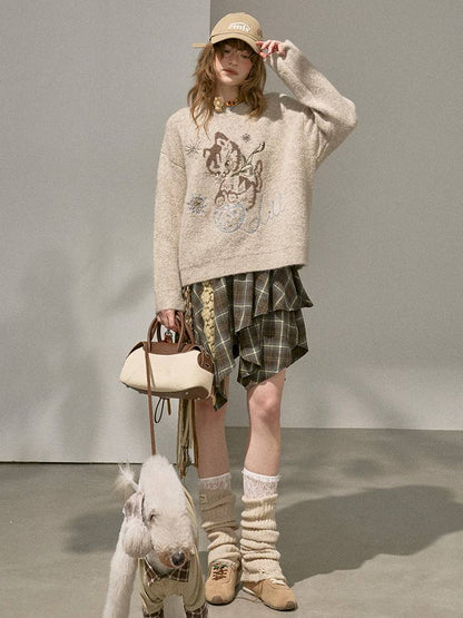 Playful Kitten Round Neck Long Sleeve Sweater【s0000014402】