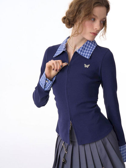 Long Sleeve Navy Blue Shirt【s0000012260】