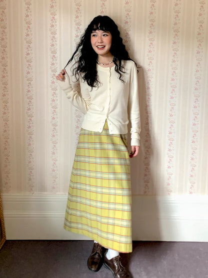 Retro Versatile Wool Plaid Long Skirt【s0000013993】