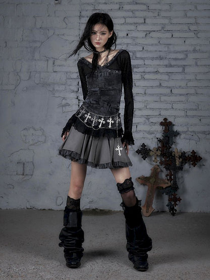 메쉬 스 플라이 싱 슬림 스트레치 긴 슬리브 티셔츠 [S0000011824]