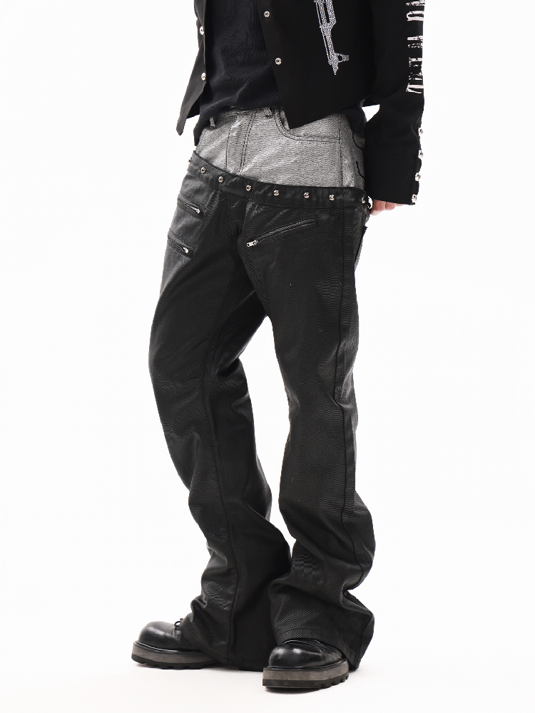 Dark Silver Curved Blade Waxed Jeans【s0000018348】